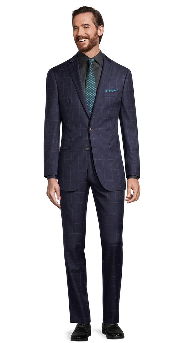 Navy Windowpane Suit