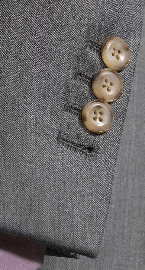 Light Grey Herringbone Wool & Silk Suit