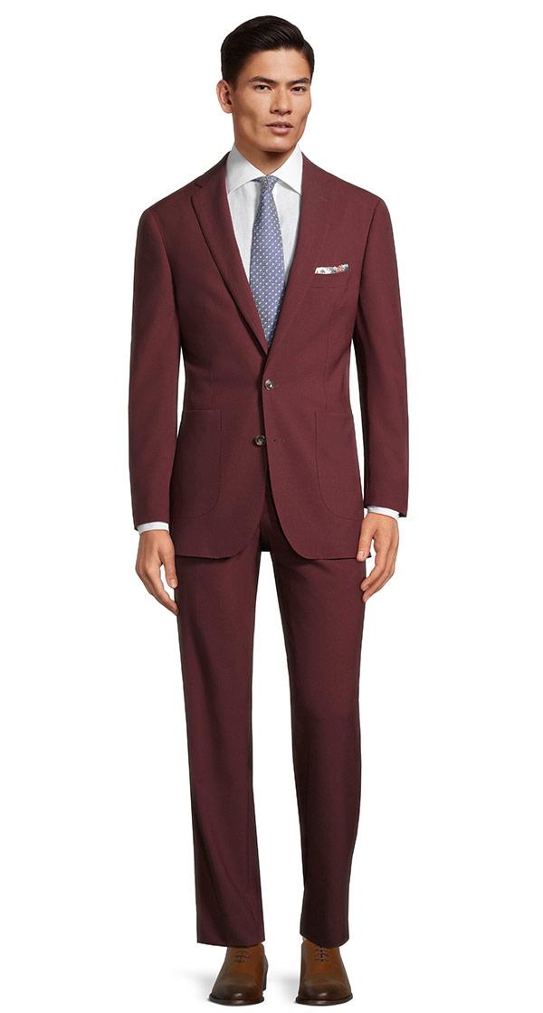 Wine Red Natural Bi-Stretch Suit