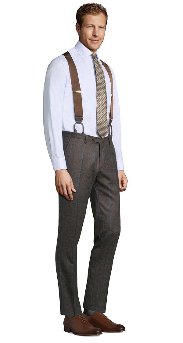 Brown Plaid With Blue Overcheck Pants