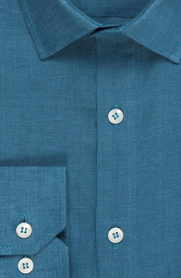 Teal Blue Linen Shirt