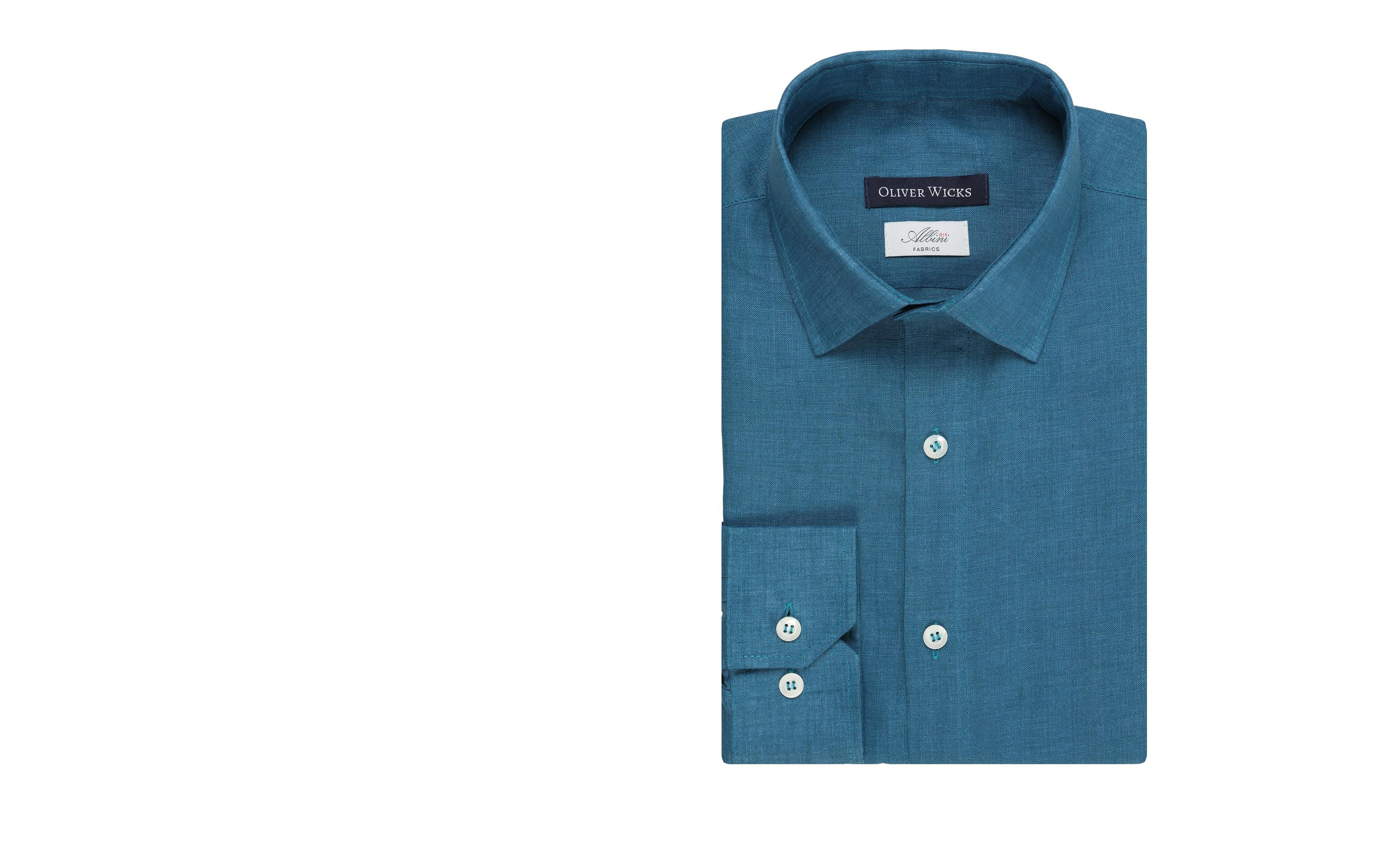 Teal Blue Linen Shirt