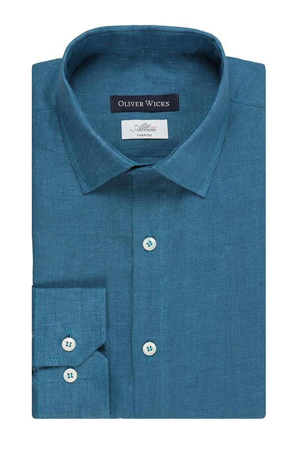 Teal Blue Linen Shirt