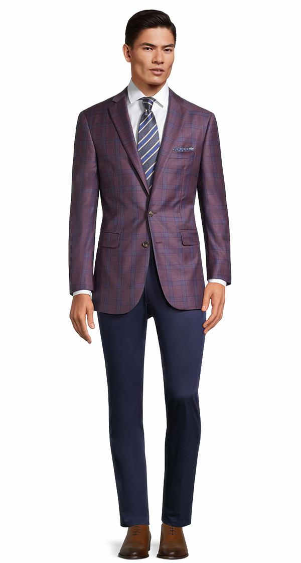 Plum Plaid with Blue Overcheck Blazer