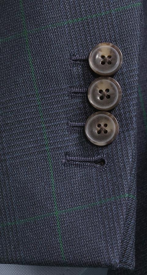 Traditionally Worsted Navy Plaid with Green Overcheck Suit