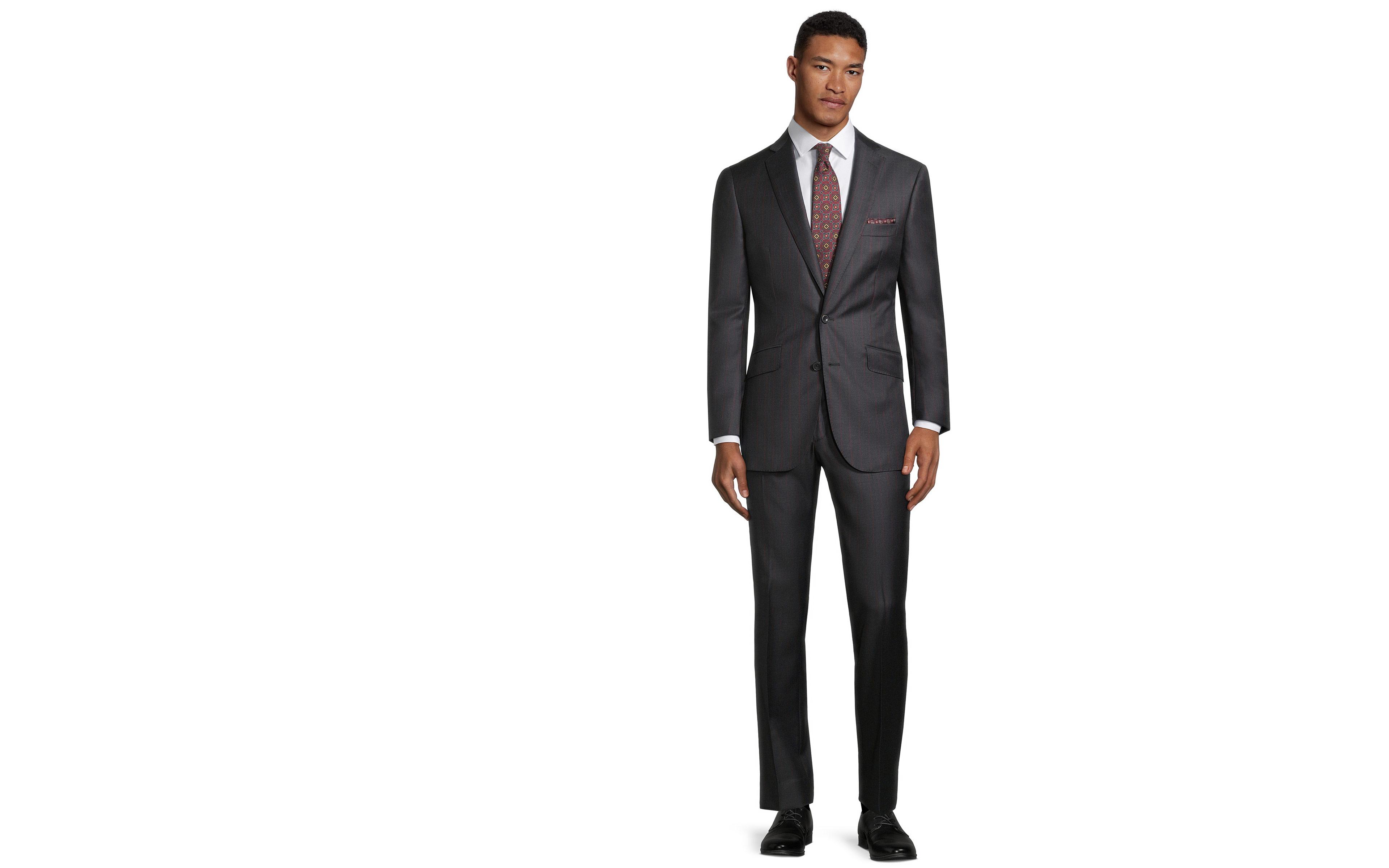 Red Pinstripe Charcoal Suit