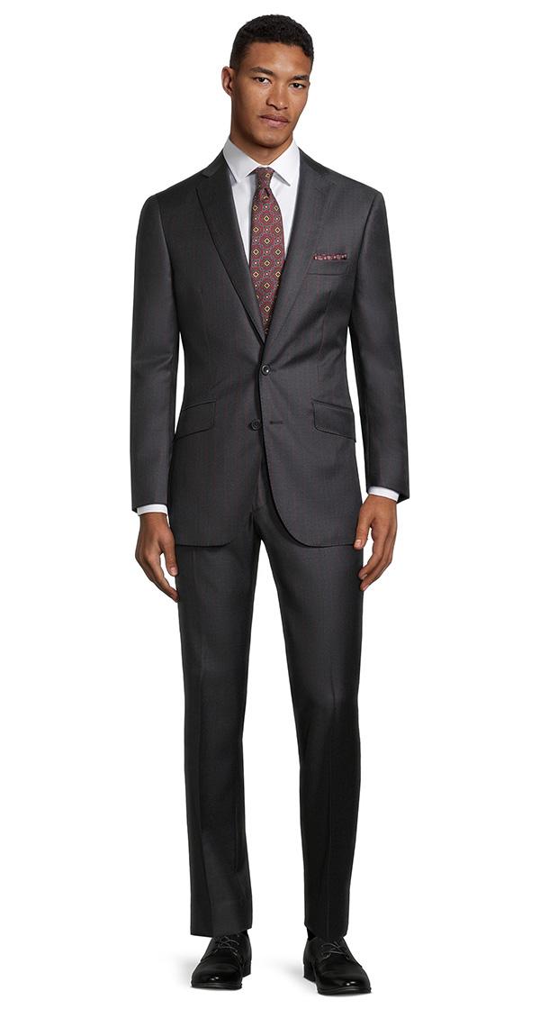 Red Pinstripe Charcoal Suit