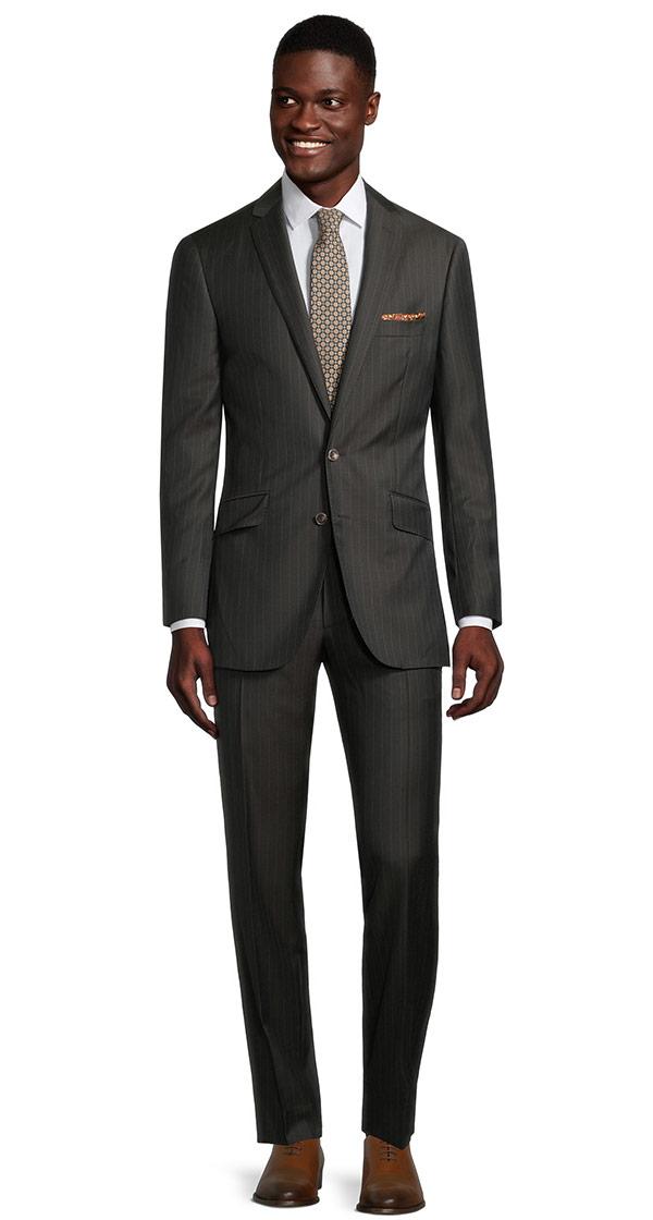 Olive Green Pinstripe Suit