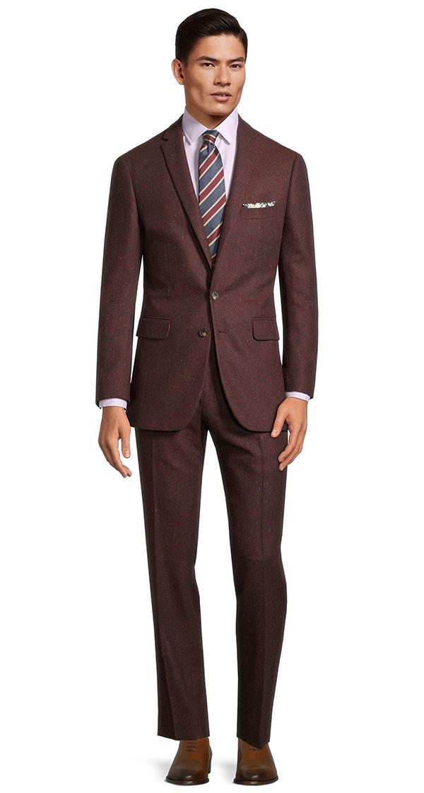 Burgundy Donegal Tweed Suit