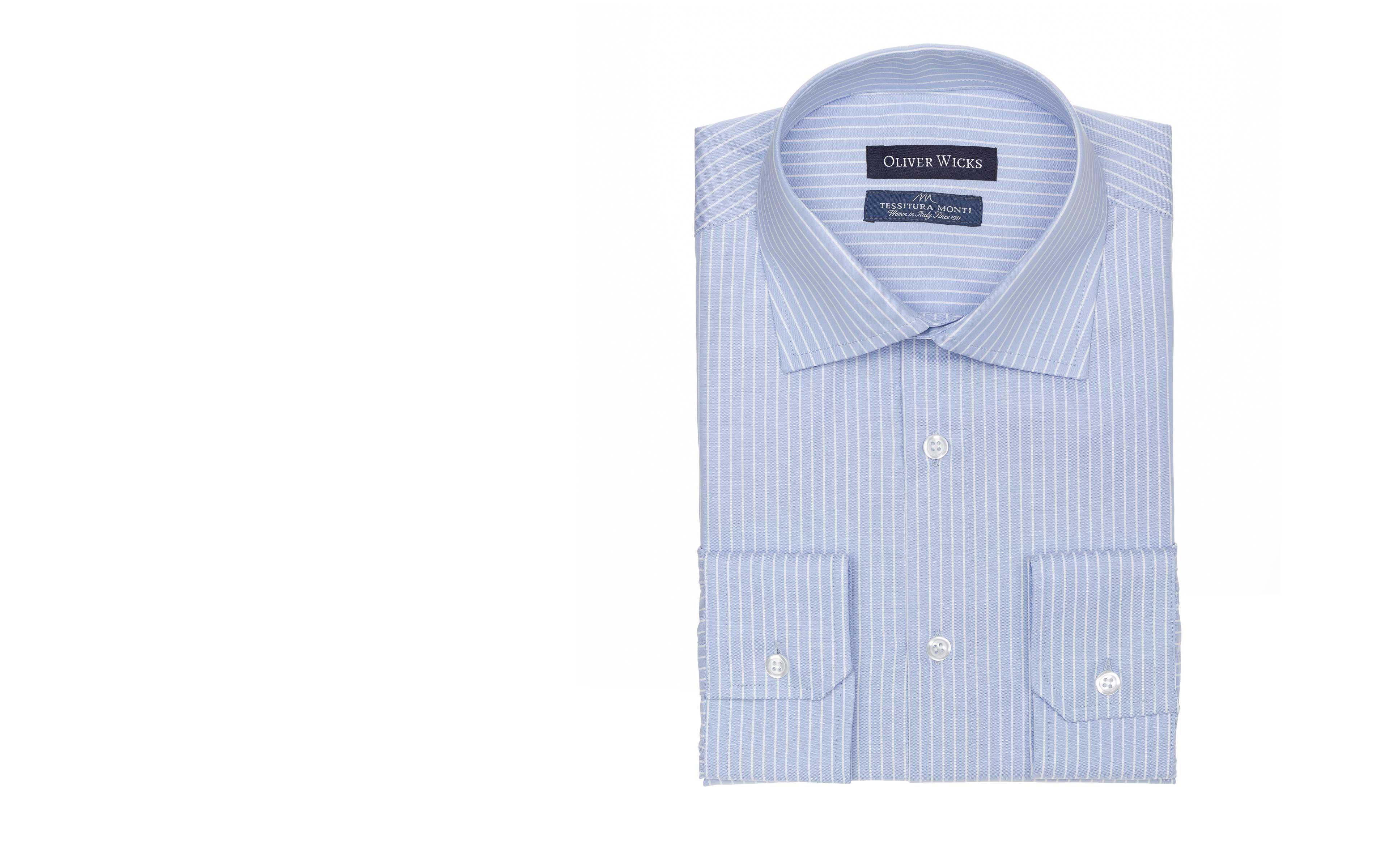 White Striped Blue Two-Fold Cotton Shirt