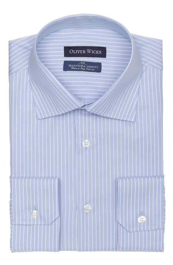 White Striped Blue Two-Fold Cotton Shirt