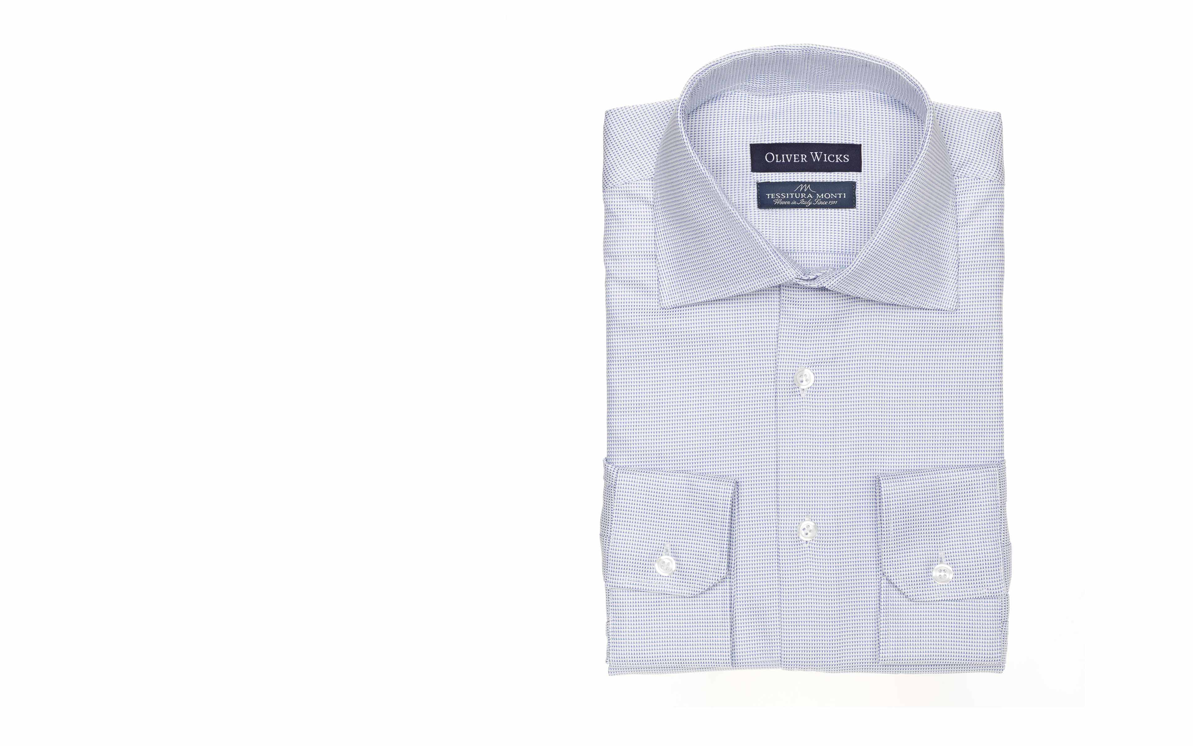 Micropatterned White & Blue Cotton Shirt