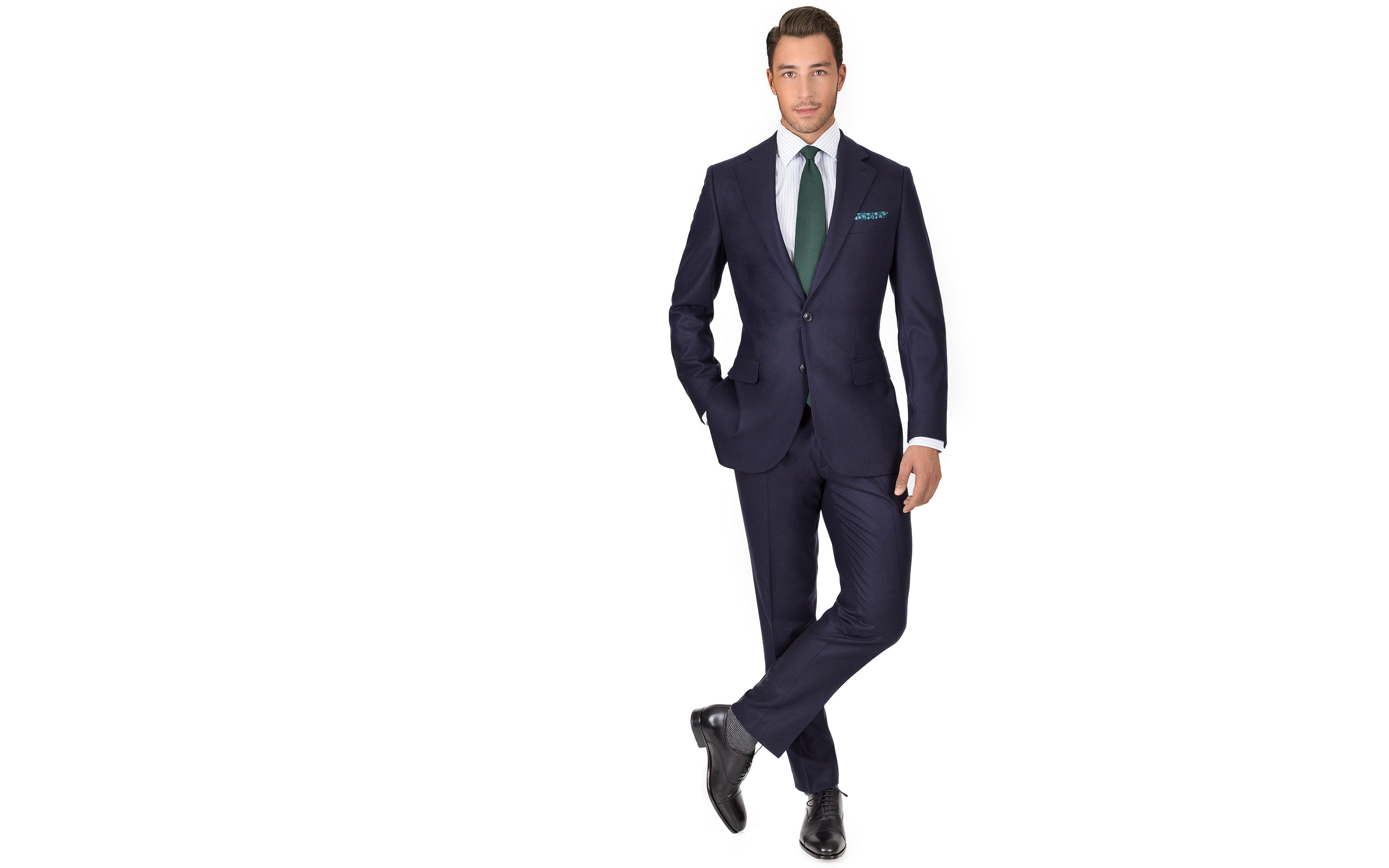 Navy Blue Wool Flannel Suit