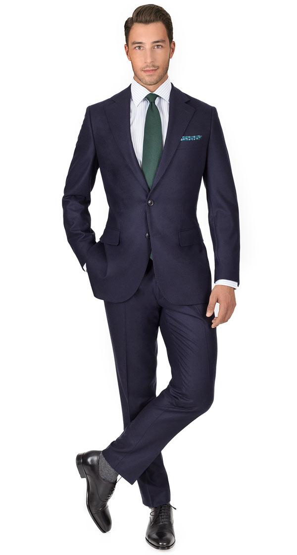 Navy Blue Wool Flannel Suit