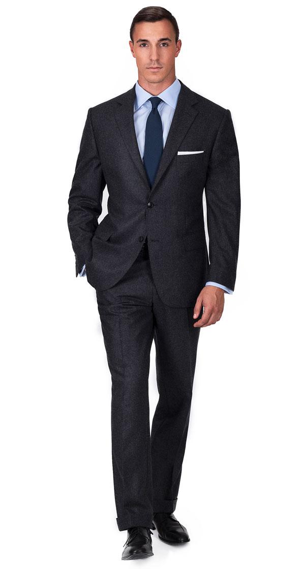 Charcoal Wool Flannel Suit