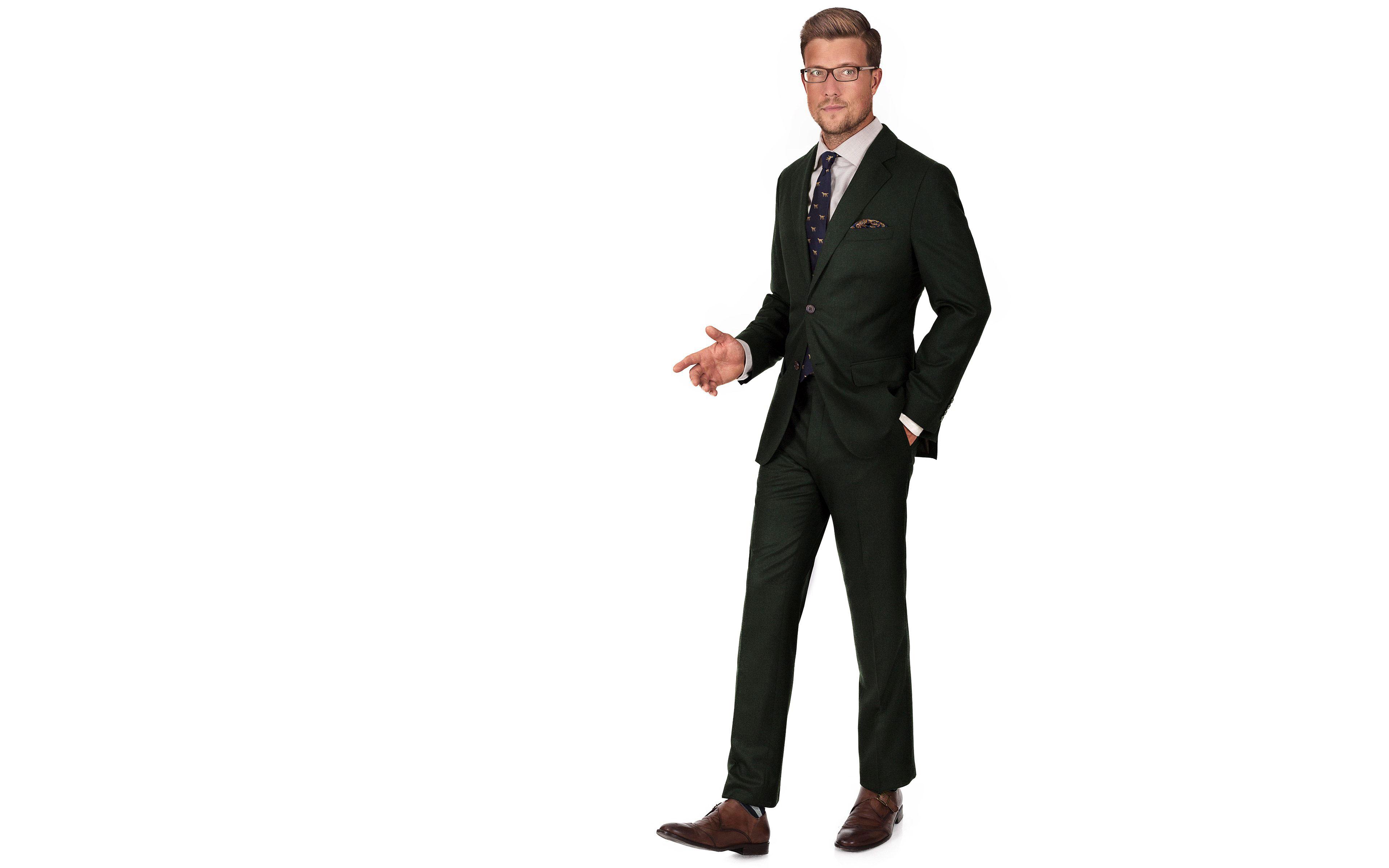 Dark Green Wool Flannel Suit