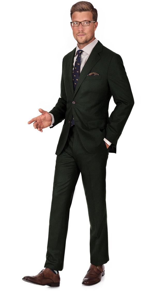 Dark Green Wool Flannel Suit