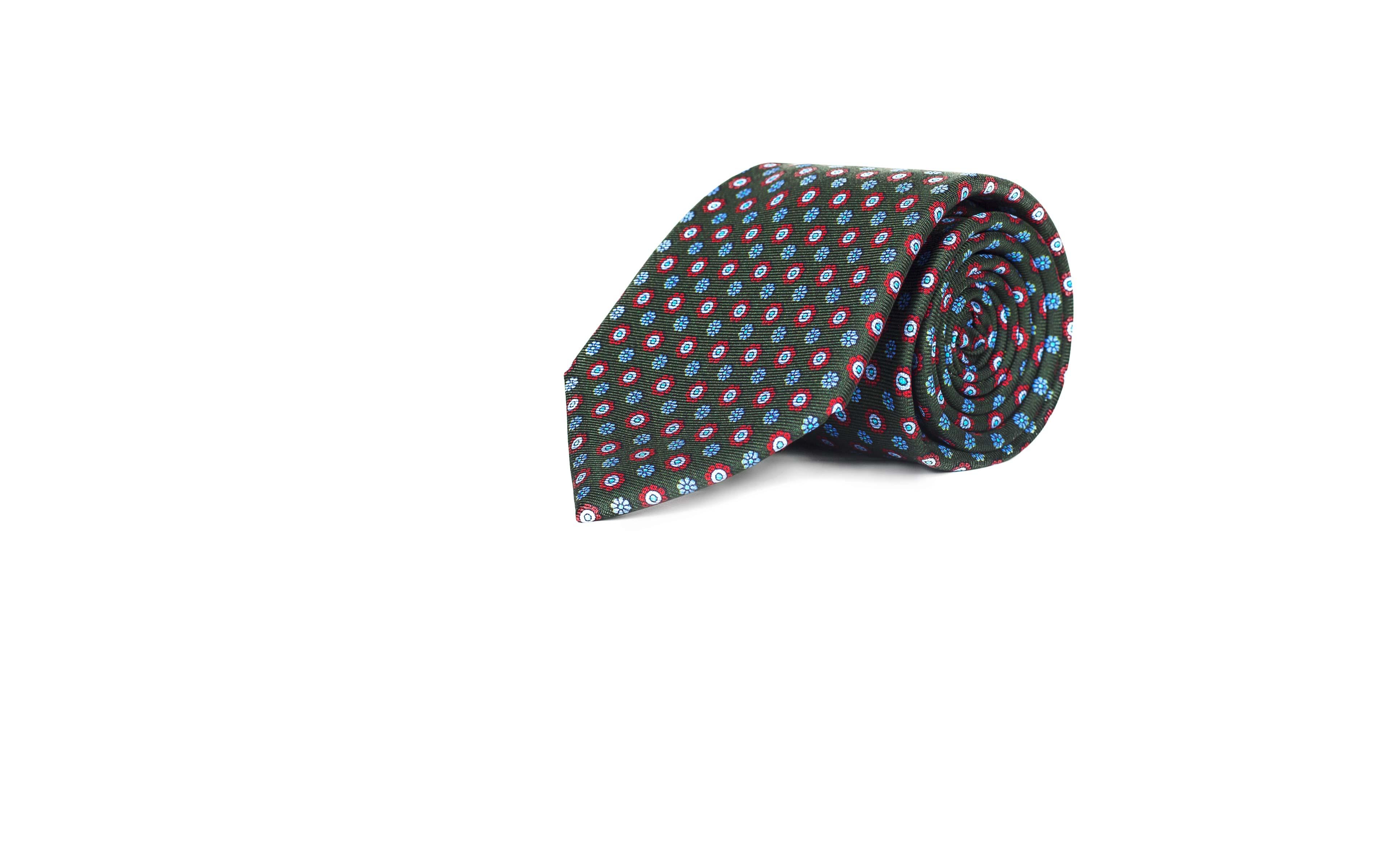 Green Floral 28 Momme Silk Tie