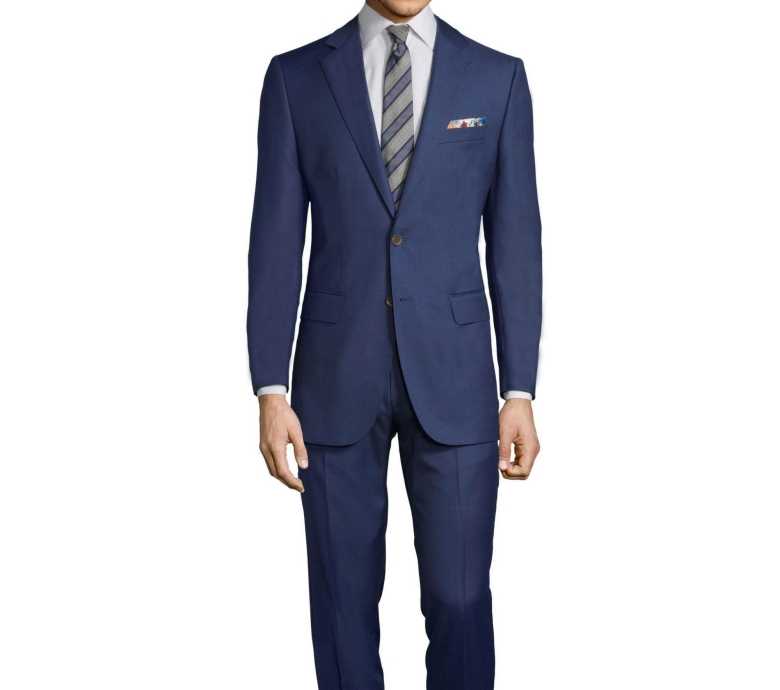 An intense blue pick & pick suit by Oliver Wicks