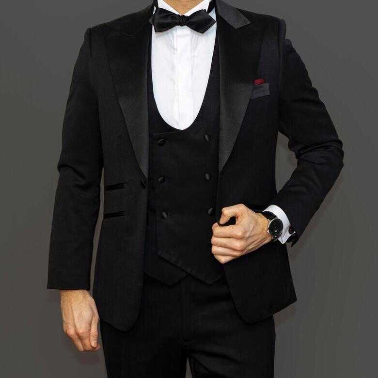 Black tuxedo bowtie torso