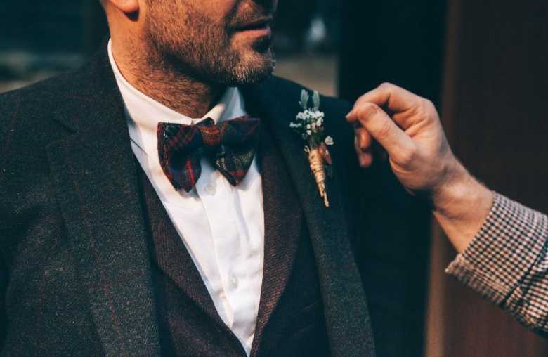 Grey Suit Vest with Bow Tie