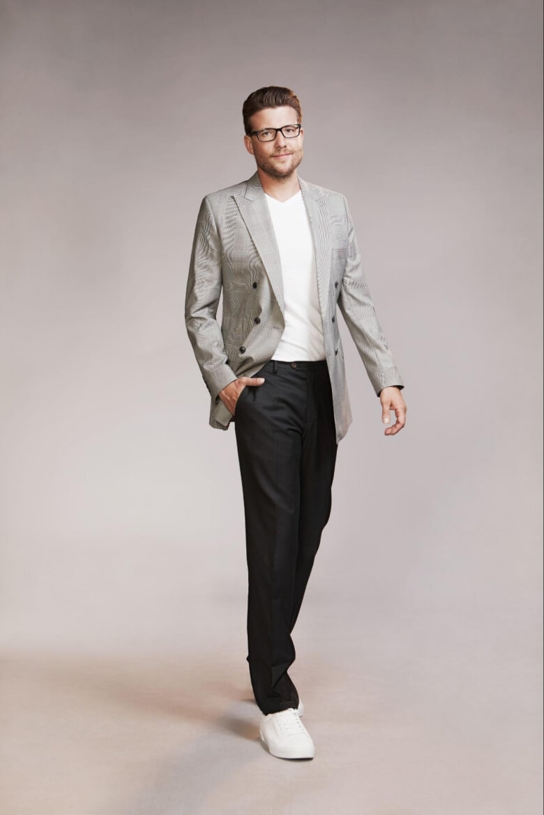 Casual Example Light Grey Double Breasted Suit