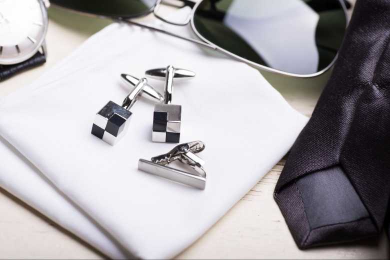 Close-Up Image of Silver Cufflinks