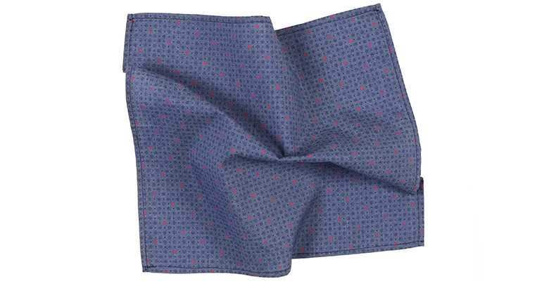 Magenta and Navy Circles Pattern Cotton Pocket Square