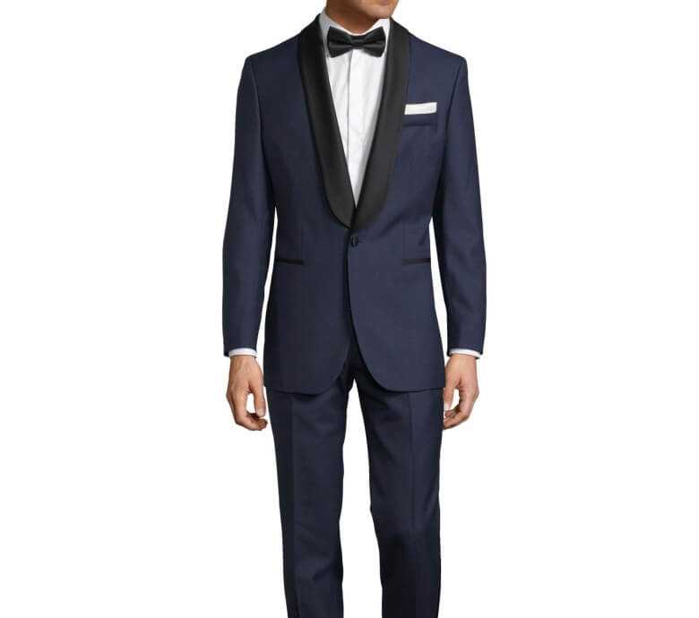 Dark Blue Tuxedo Suit with Bow Tie