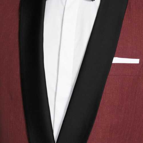 Dark Red Tuxedo Suit Close Up