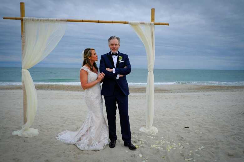 Elderly Couple Getting Married, Man Wearing Navy Blue Suit