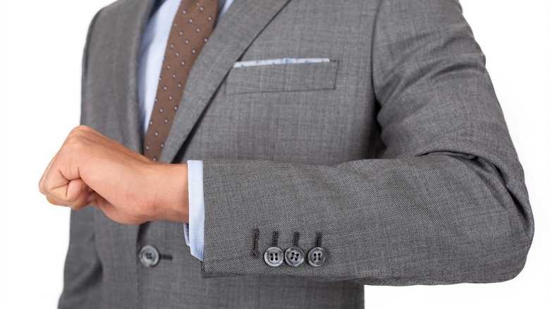 grey pick & pick suit by Oliver Wicks