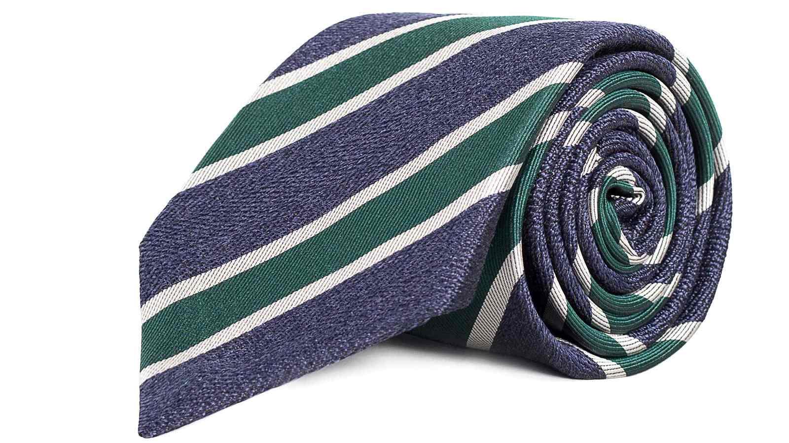 Navy & Green Silk Tie - slider image 