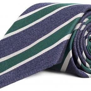 Navy & Green Silk Tie - thumbnail image 1