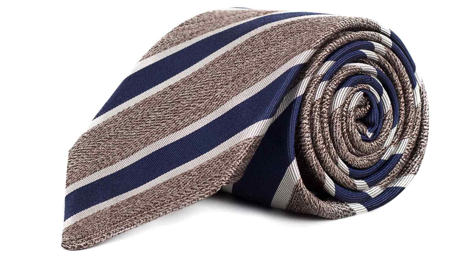 Navy & Khaki Silk Tie - slider image 