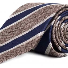 Navy & Khaki Silk Tie - thumbnail image 1