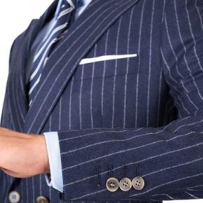 Blue Chalkstripe Wool Flannel Suit - thumbnail image 2