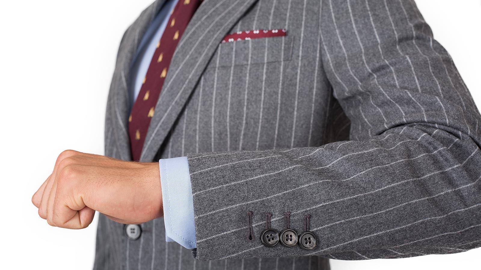 Grey Chalkstripe Wool Flannel Suit - slider image 1