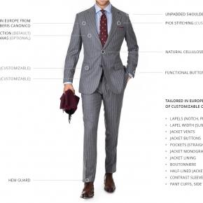 Grey Chalkstripe Wool Flannel Suit - thumbnail image 2