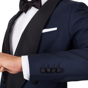 Blue Sharkskin Double Breasted Tuxedo - thumbnail image 1