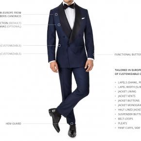 Blue Sharkskin Double Breasted Tuxedo - thumbnail image 2