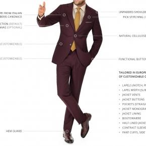 Burgundy Wool & Mohair Suit - thumbnail image 3