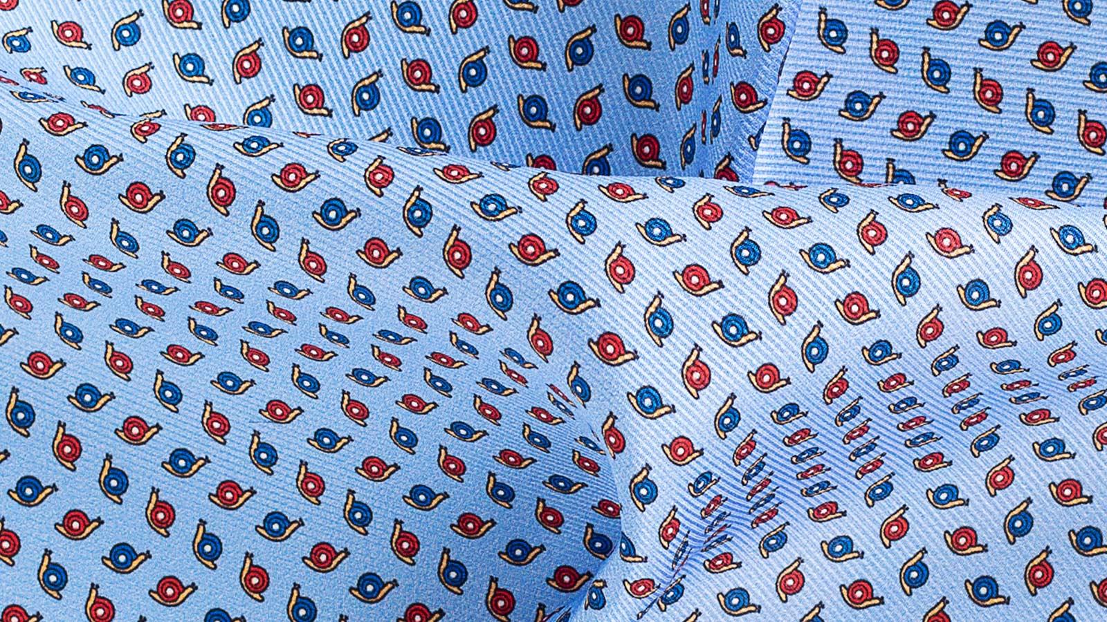 Blue & Sky Blue Snail Print Pocket Square - slider image 