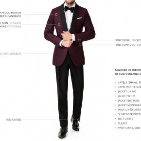 Burgundy Wool & Mohair Dinner Suit - thumbnail image 3