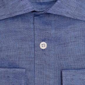 Denim Blue Linen Shirt - thumbnail image 1