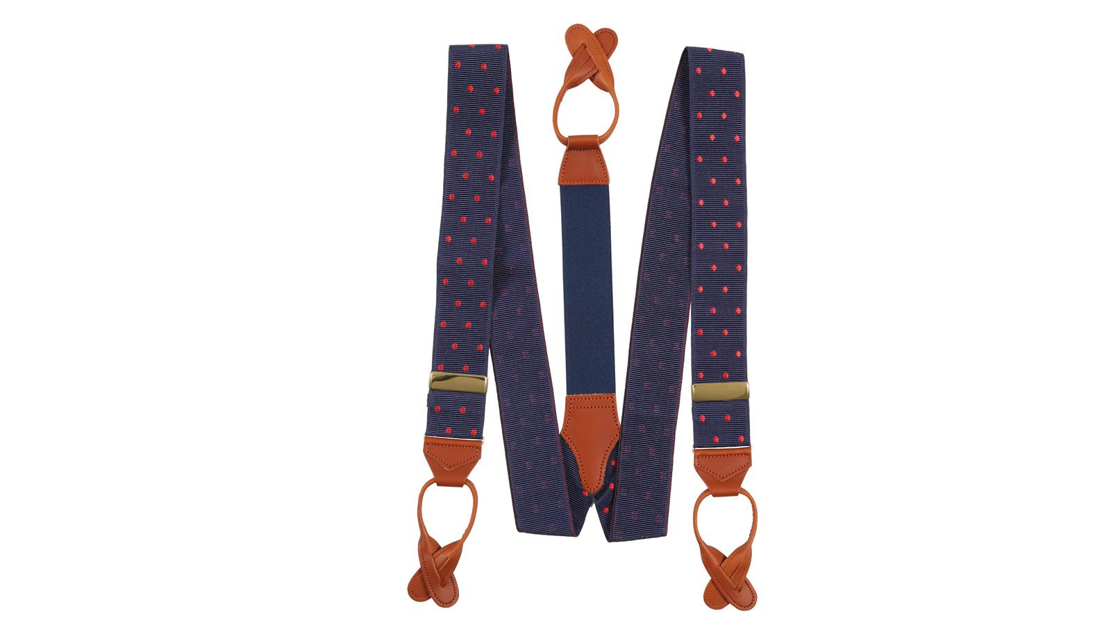 Navy & Red Polka Dot Suspenders - slider image 