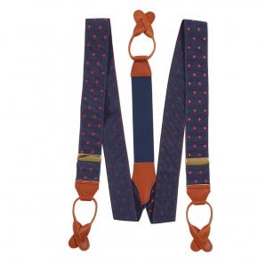 Navy & Red Polka Dot Suspenders - thumbnail image 1