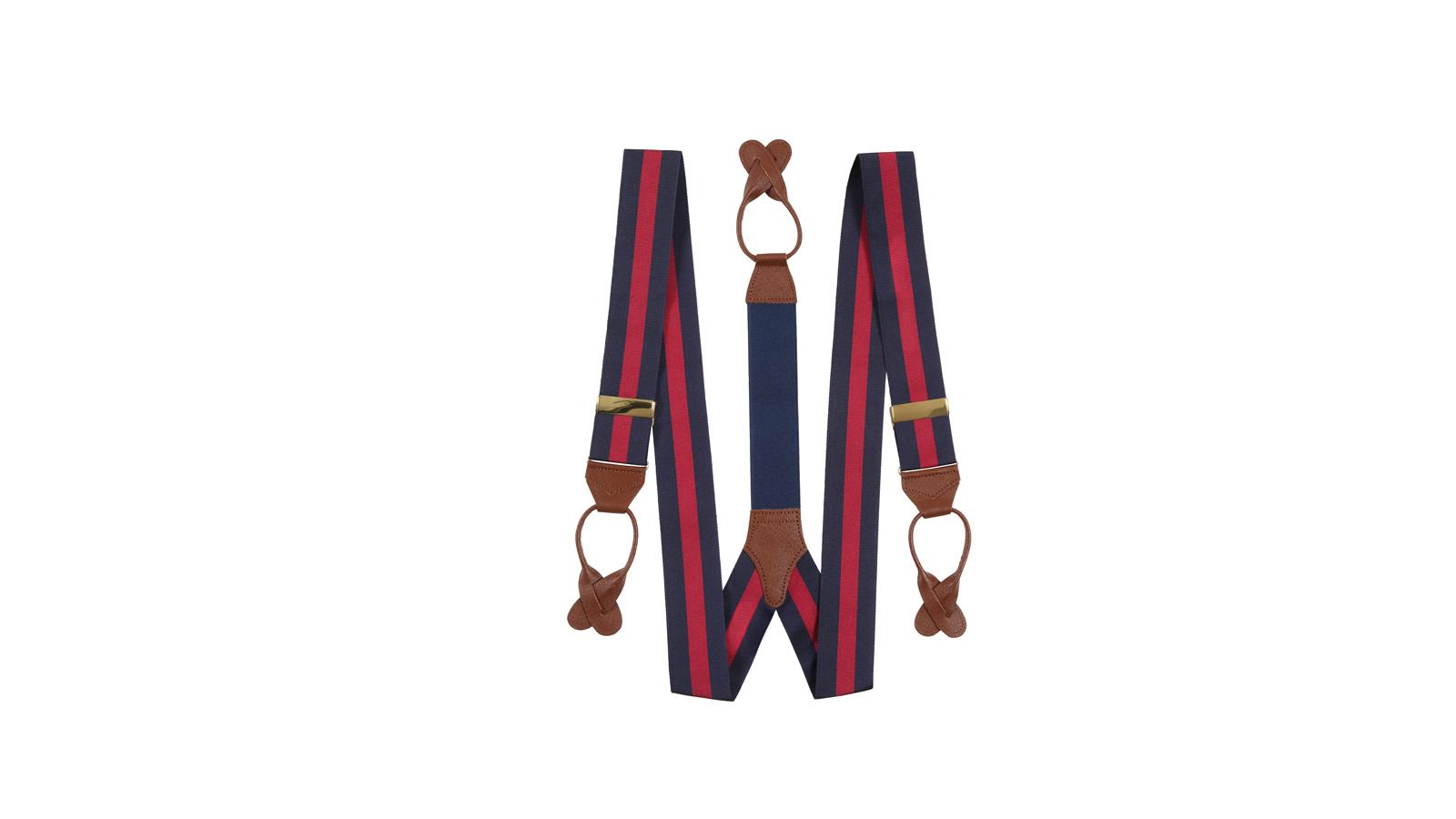 Navy & Red Striped Suspenders - slider image 