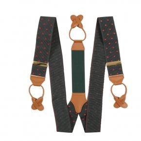 Olive Green & Red Polka Dot Suspenders - thumbnail image 1