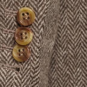 Brown Herringbone Natural Wool Tweed Blazer - thumbnail image 2